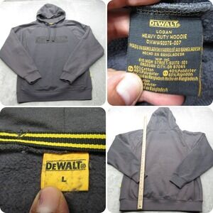 DEWALT Logan Heavy Duty Hoodie Mens Large Gray Pockets Fleece Work Pullover READ